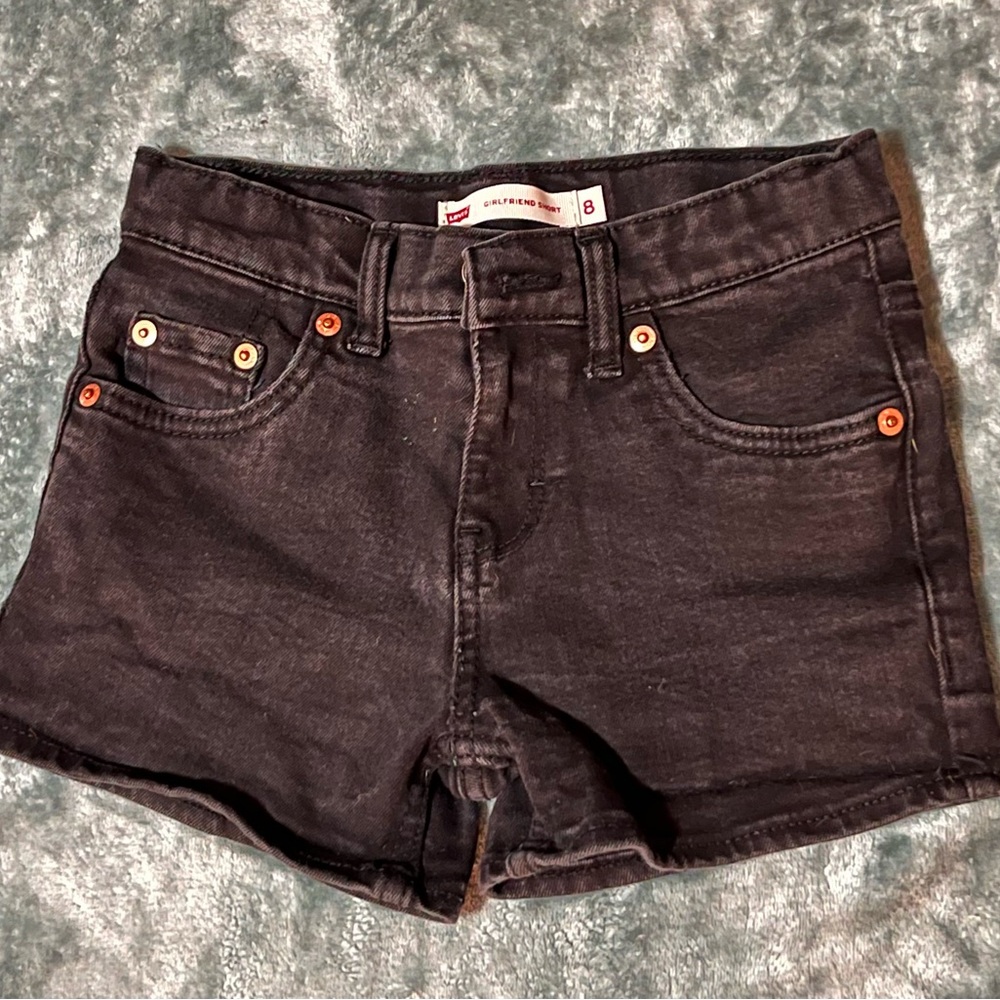 Levi's Black Denim Girlfriend Shorts, Size Girls 8